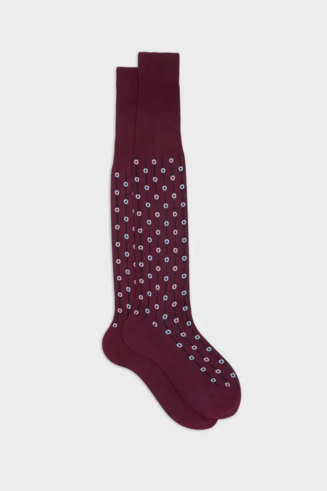Bresciani Pavone strømper bordeaux bomuld