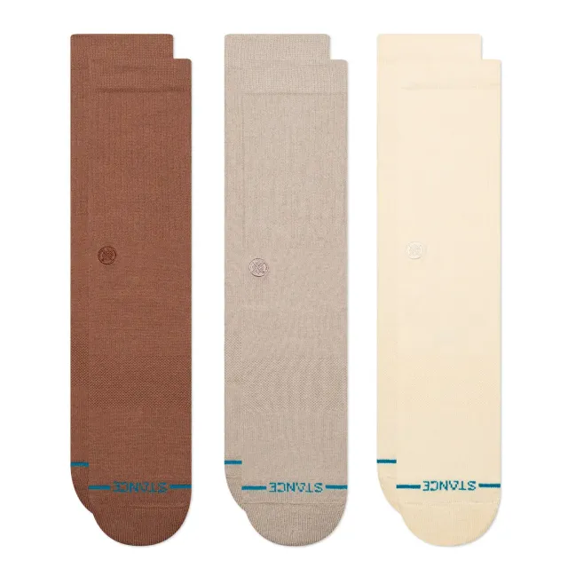 Stance Icon crewsokker Brun 3-pak kæmmet bomuld