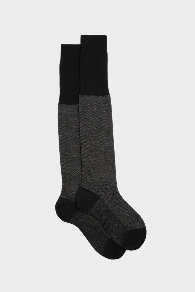 Bresciani Damiano strømper black uld sildebensmønster