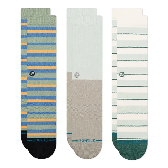 Stance Prep Stripe strømper lyseblå 3-pak bomuld