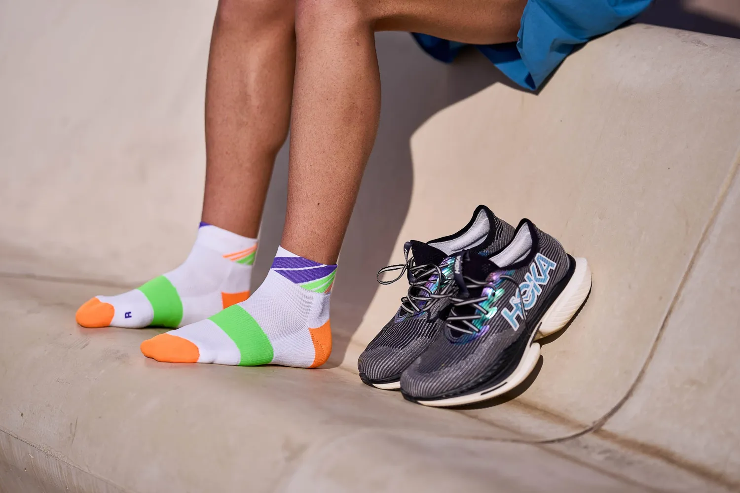 Incylence Running Ladders Short løbestrømper orange grøn åndbar